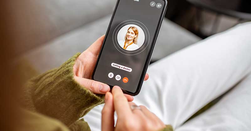 Patient use telehealth with iPhone