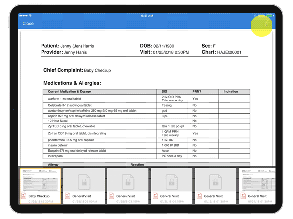 Sending efax through DrChrono on iPad
