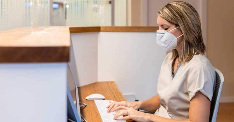 Nurse using new EHR