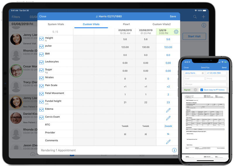 Vital sheets iPad and iPhone devices