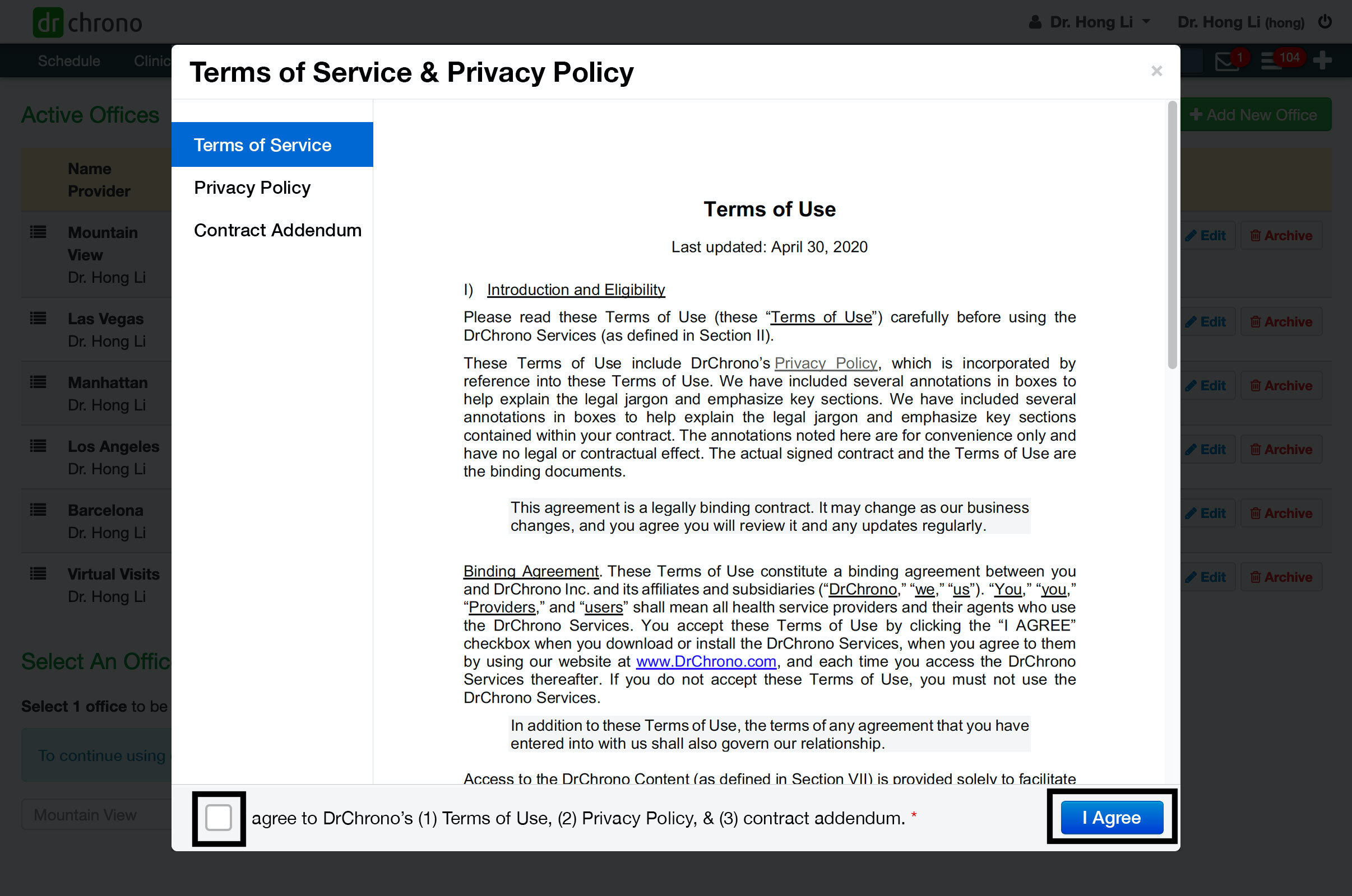 Telehealth Privacy Policy agree