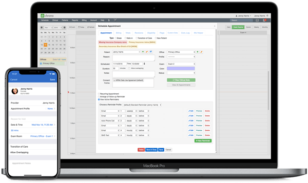 Schedule appoints with reasons for visit and more on macbook and ipad