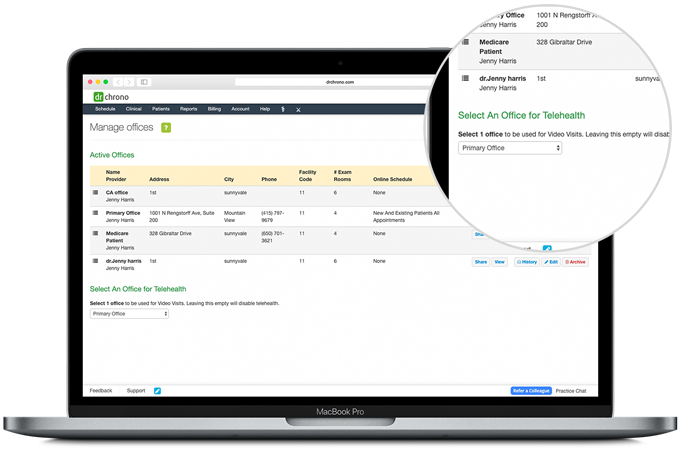 Telehealth setting office