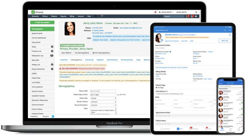 DrChrono EHR on iPad, iPhone and Web