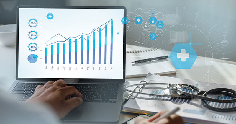 Medical insurance report on laptop