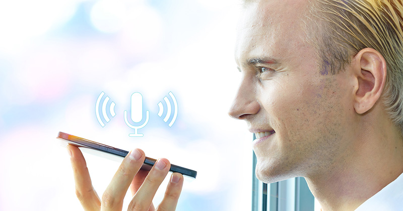 D2 - iPhone with a speech to text icon.